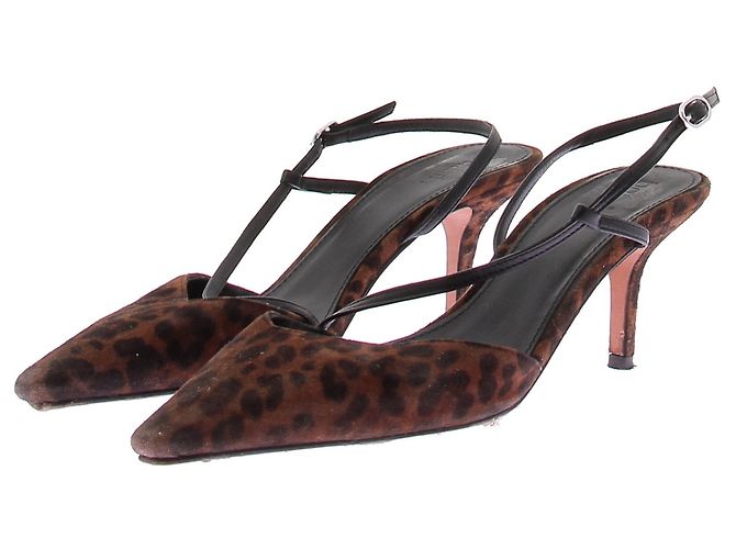 Décolleté slingback leopardate Ba&Sh marroni in pelle Marrone