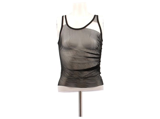 Autre Marque Top sem mangas de seda Preto