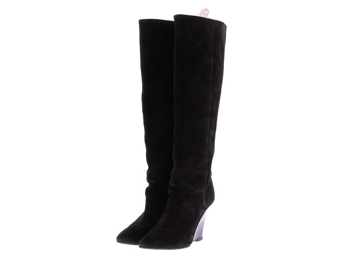 Botas Paris Texas de ante negro con flecos