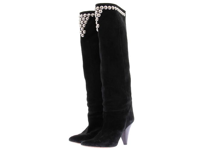 Isabel Marant Botas de camurça preta com tachas Preto