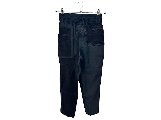 Autre Marque Black bi-material pants Navy blue