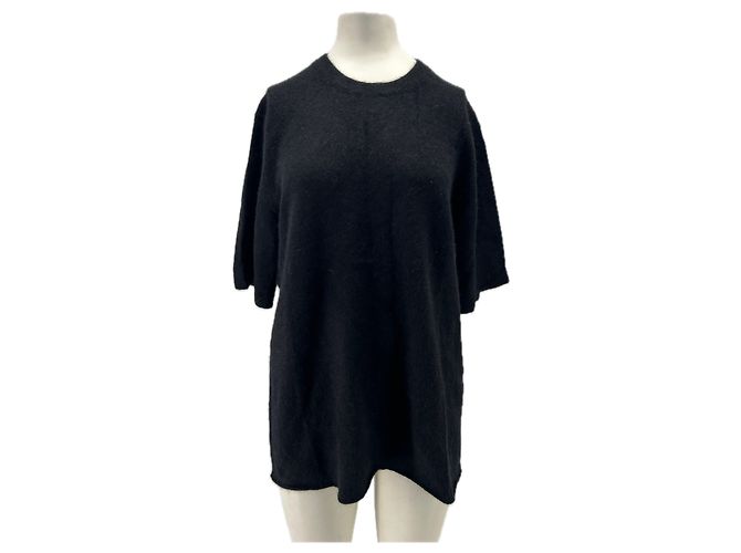 Autre Marque Kurzarmpullover in Schwarz "Raven" 