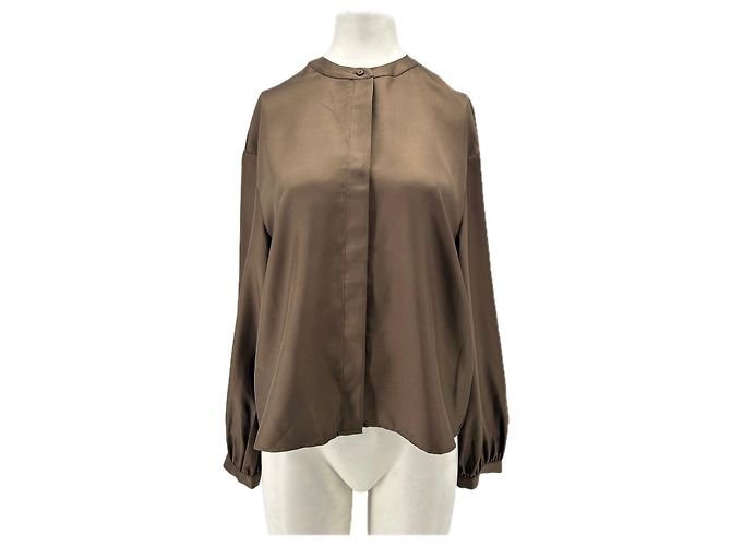 Autre Marque Blusa in seta marrone "Lea"