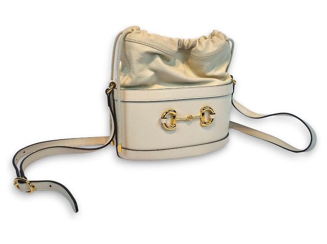 Gucci Borsa a tracolla a secchiello Horsebit Bianco