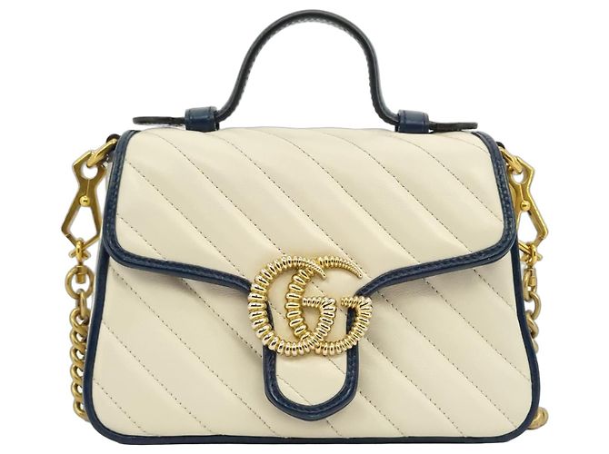 Gucci Sac à bandoulière mini GG Marmont à poignée supérieure Blanc