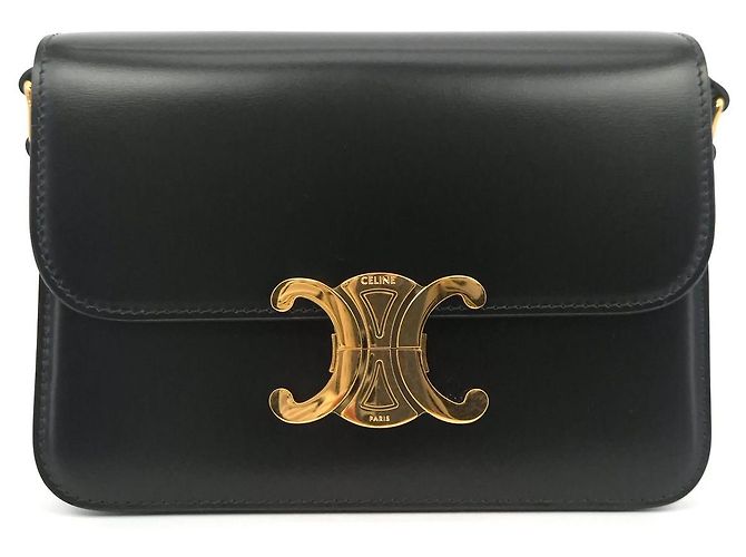 Triomphe Céline Piccola borsa a spalla in pelle lucida Tiny Triope Nero