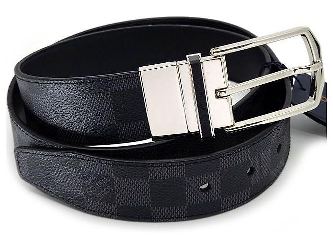 Louis Vuitton Damier Graphite Reversible Belt Black