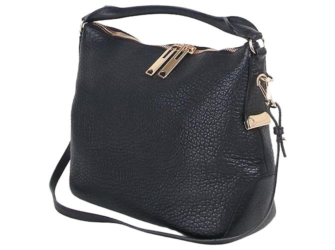 Burberry Bolsa hobo de couro preto