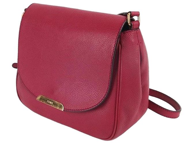 Fendi Bolsa transversal quadrada de couro rosa Vermelho
