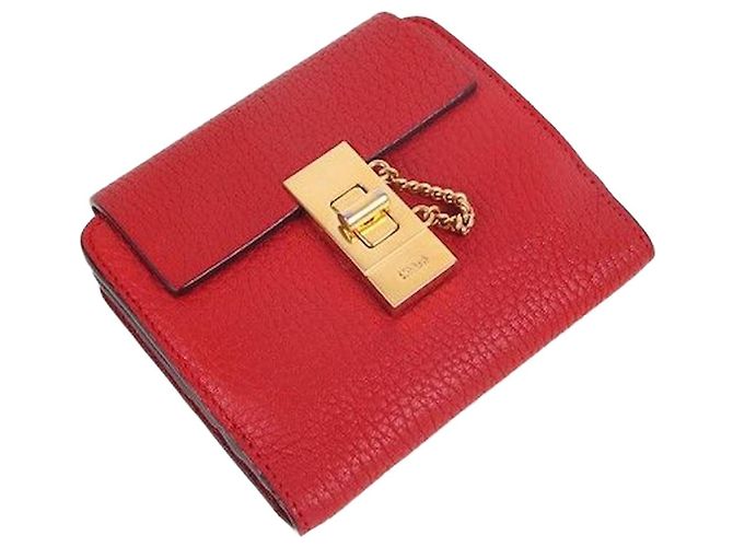 Chloé Portafoglio Donna Drew Rosso in Tonalità Oro