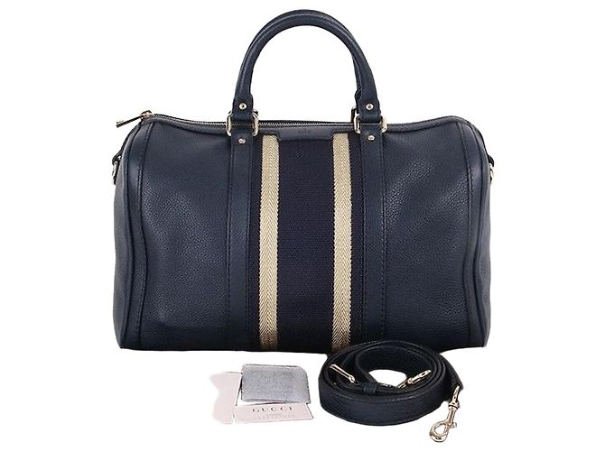 Gucci Borsa Boston in pelle blu navy