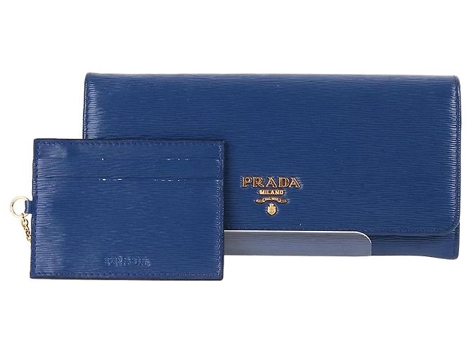 Prada Vitello Move Blue Women's Long Wallet