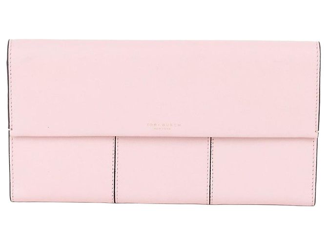 Tory Burch Rosa Leder Clutch Bag mit drei Fächern Pink