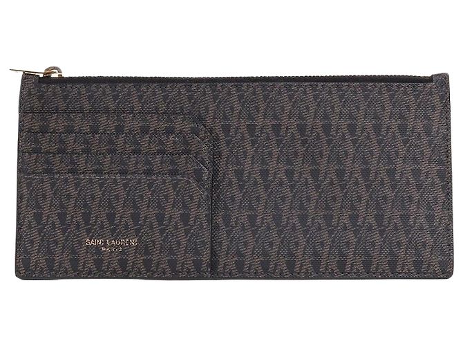 Saint Laurent YSL Muster große Geldbörse Braun