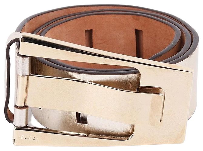 Gucci Cinturón ancho metálico dorado para mujeres