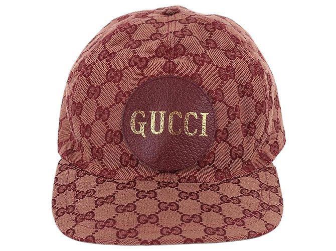 Gucci Boné de beisebol com logo GG em lona Vermelho