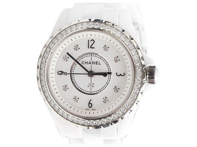 J12 Chanel Relógio Diamond White Branco