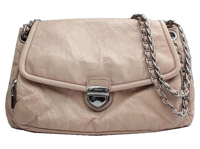 Prada Borsa a spalla beige e argento 