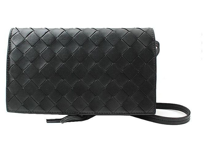 Bolsa transversal tecida preta Bottega Veneta