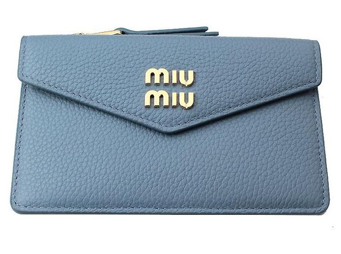 Miu Miu Light Blue Gold Plated Card Holder