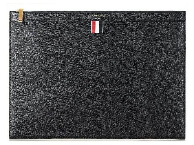 Thom Browne Pochette Large à Trois Rayures Noir