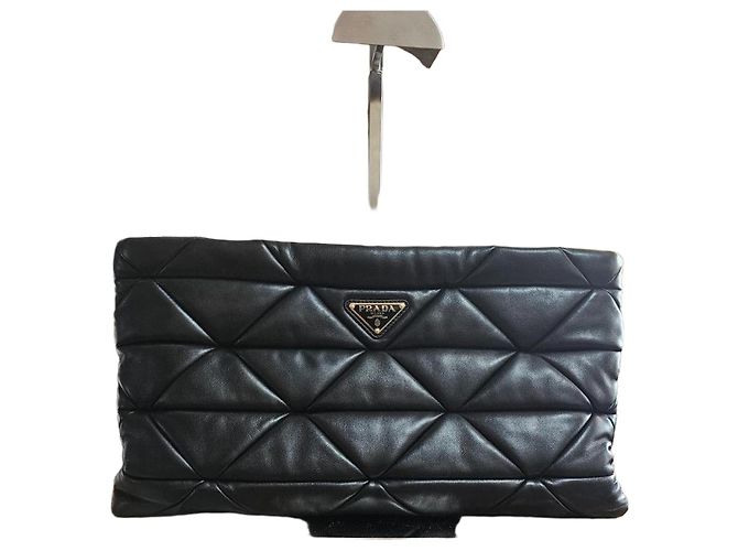 Prada Napa Patchwork Clutch Schwarz 