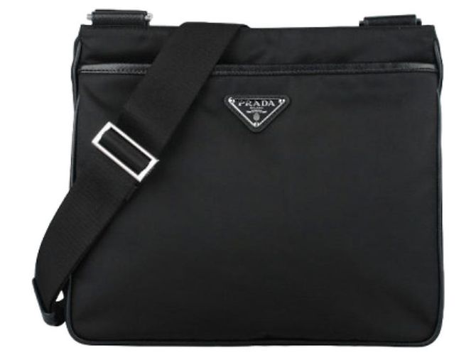 Prada Bolsa transversal Saffiano com logo triangular Preto