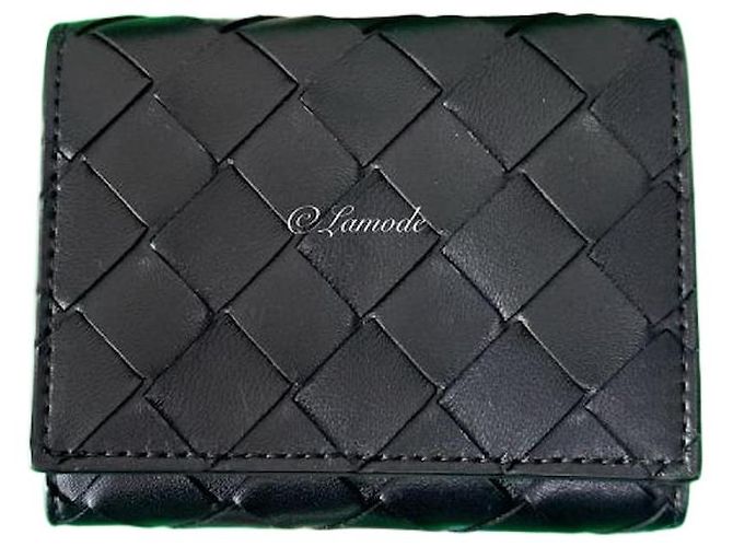 Portafoglio con zip tri-fold Bottega Veneta nero