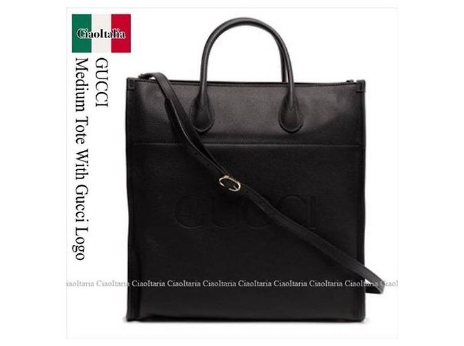 Gucci Logo Tote Bag Medium Schwarz