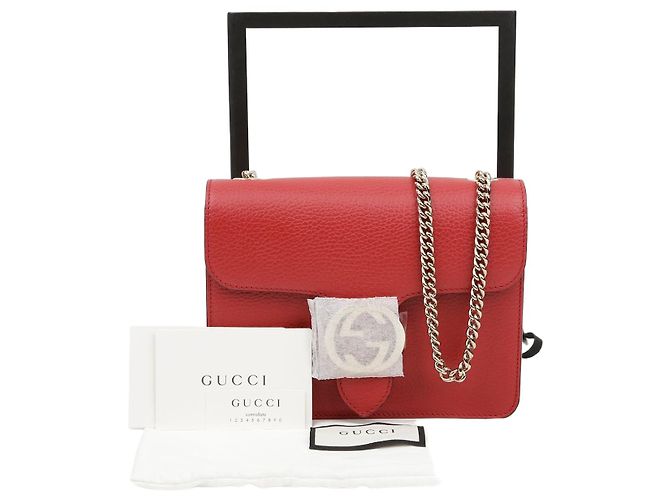 Gucci Bolsa transversal de corrente entrelaçada Vermelho