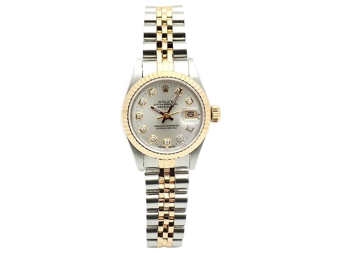 Rolex Reloj Combi Dama Datejust Esfera Plateada Después de Ajuste Diamante Plata