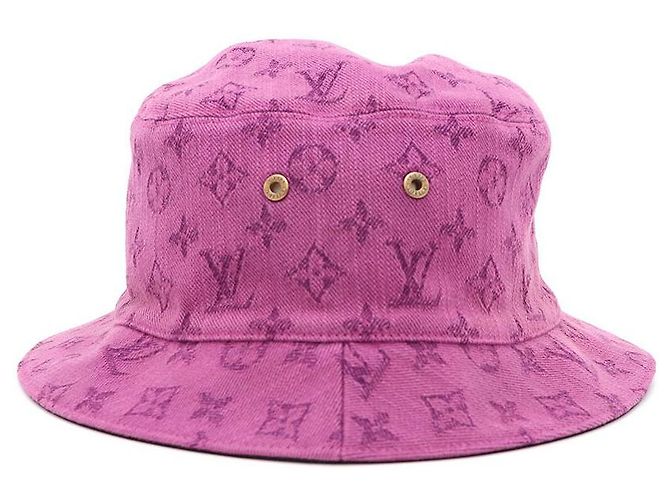 Louis Vuitton Denim Purple Monogram Bucket Hat Medium