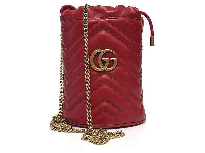 Gucci Mini borsa a secchiello Marmont GG rossa Rosso