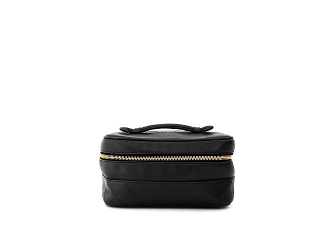 Chanel Pochette da trucco rotonda Vanity con logo CC per donne - Oro e Nero
