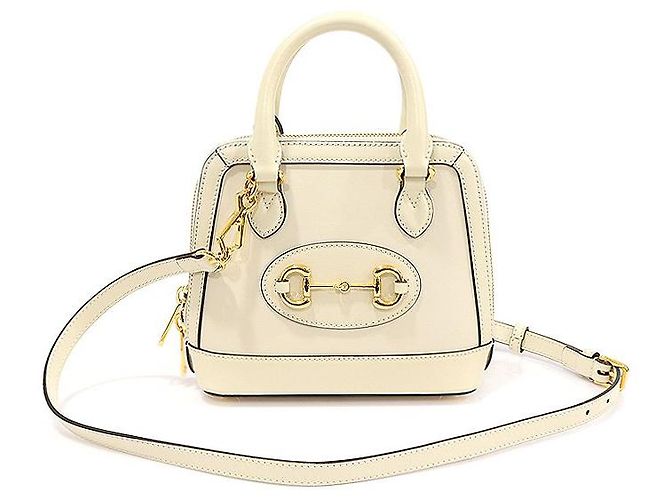 Gucci White Leather Horsebit Mini Top Handle Bag