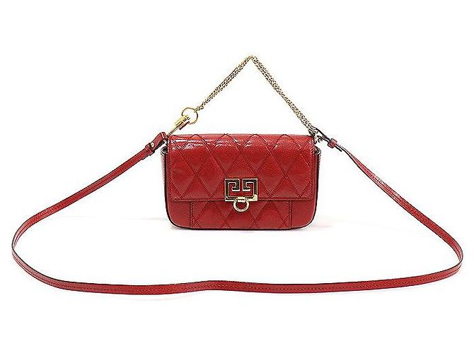 Givenchy Mini bolsa transversal de couro de cabra vermelha acolchoada