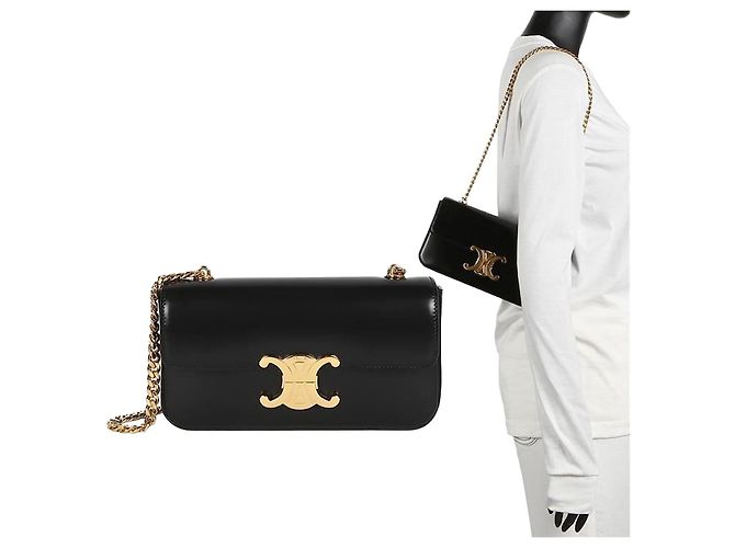 Céline Bolsa de Ombro Triope Chain Preto