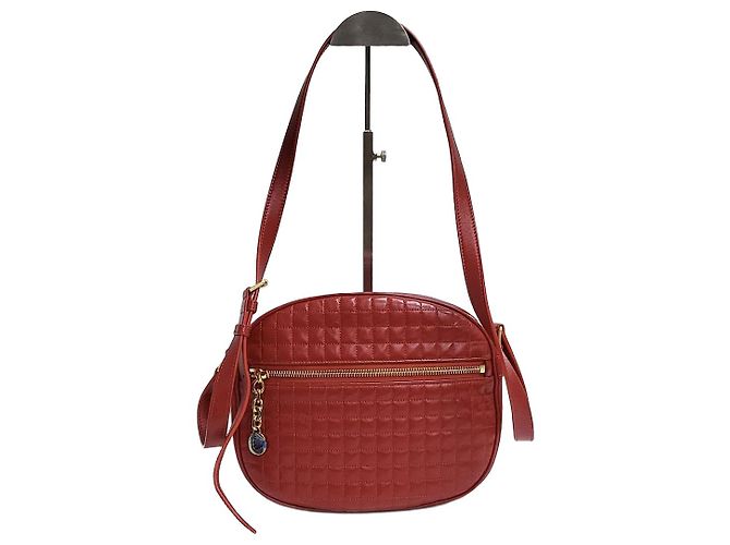Céline Bolsa transversal de couro de bezerro matelassado Charm Vermelho