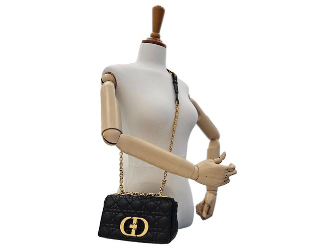 Dior Cannage Small Caro Bag (Additional Authentic Strap Included) Black