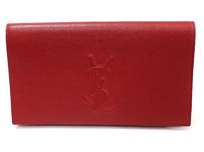 Jour Saint Laurent Rote Leder Veldture Monogram Clutch