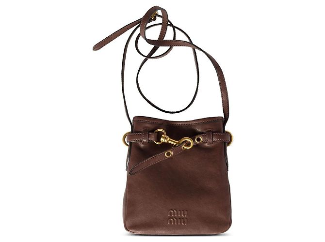 Bolsa transversal em couro Napa Miu Miu marrom AEFX