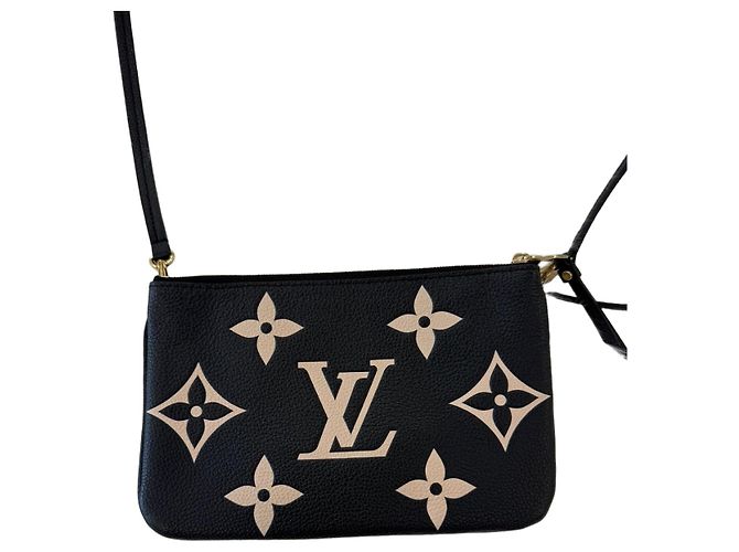 Louis Vuitton Pochete Double Zip Transversal Preta Preto