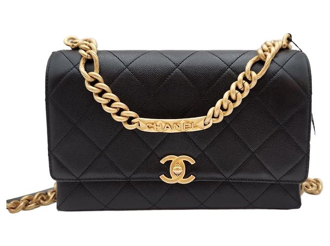 Chanel Bolsa de aba CC Chain preta Preto