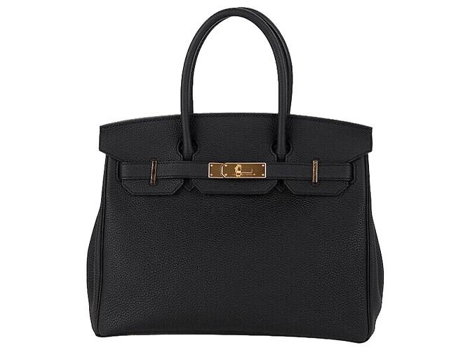 Hermès Bolsa Birkin Togo Preta com Hardware Dourado Preto