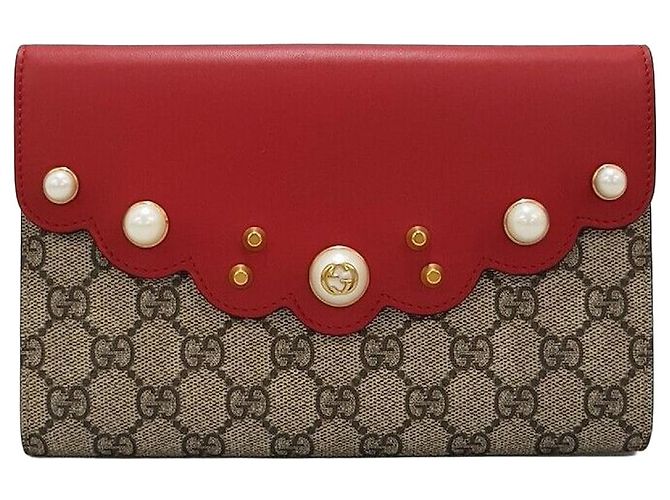 Gucci Supreme Perlen-Clutch Rot
