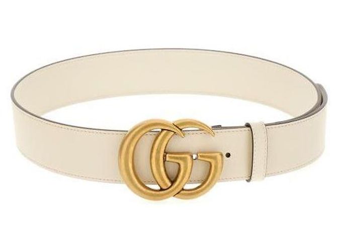 Gucci Breiter Ledergürtel Weiß 