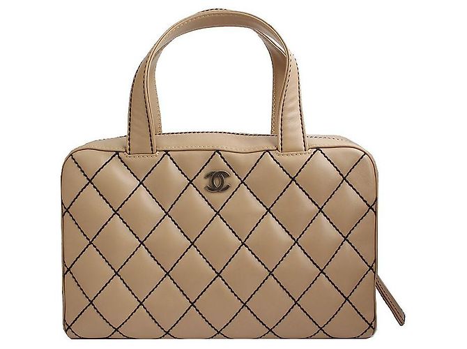 Timeless Chanel Bolsa tote de pele de corde bege Geração Marrom