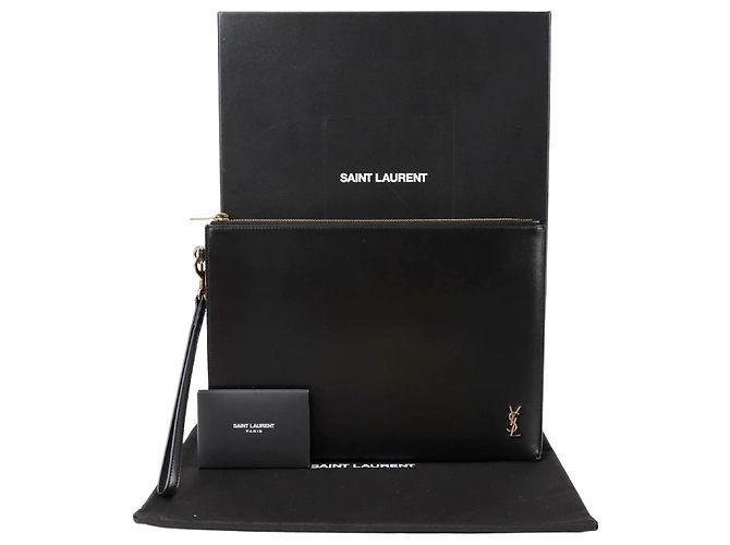 Saint Laurent Clutch con cinturino per tablet Nero