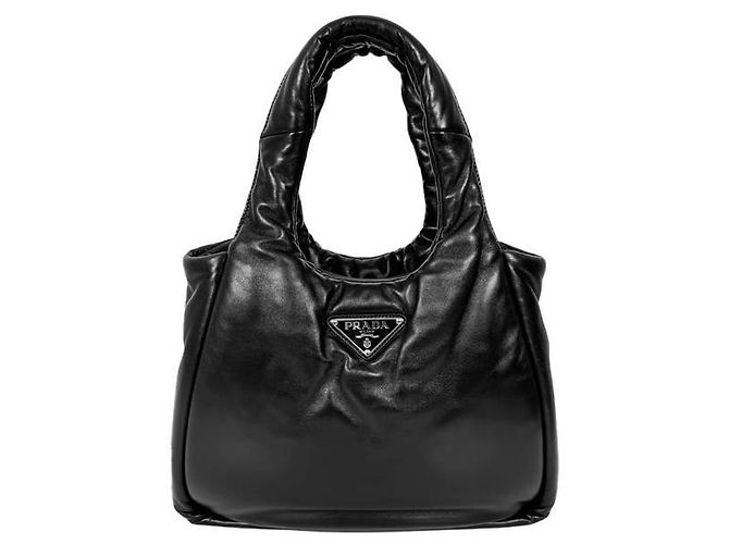 Prada Padded Soft Nappa Leather Tote Bag Medium Black