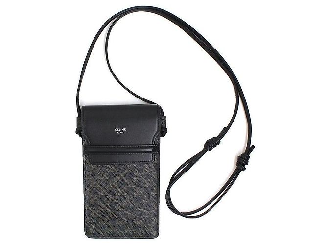 Céline Bolsa de telefone em canvas Triomphe Marrom